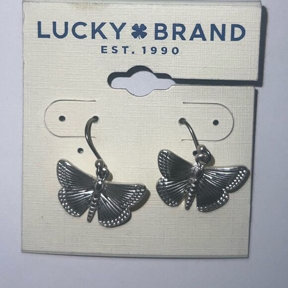 ❄️ LUCKY BRAND SILVER BUTTERFLY EARRINGS-NWT - Picture 1 of 2